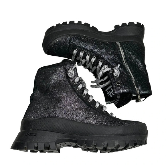 P448 Women's Denise Platform Sneaker Booties in Black Shimmer.  EU36/US 6-6.5 - Picture 6 of 11
